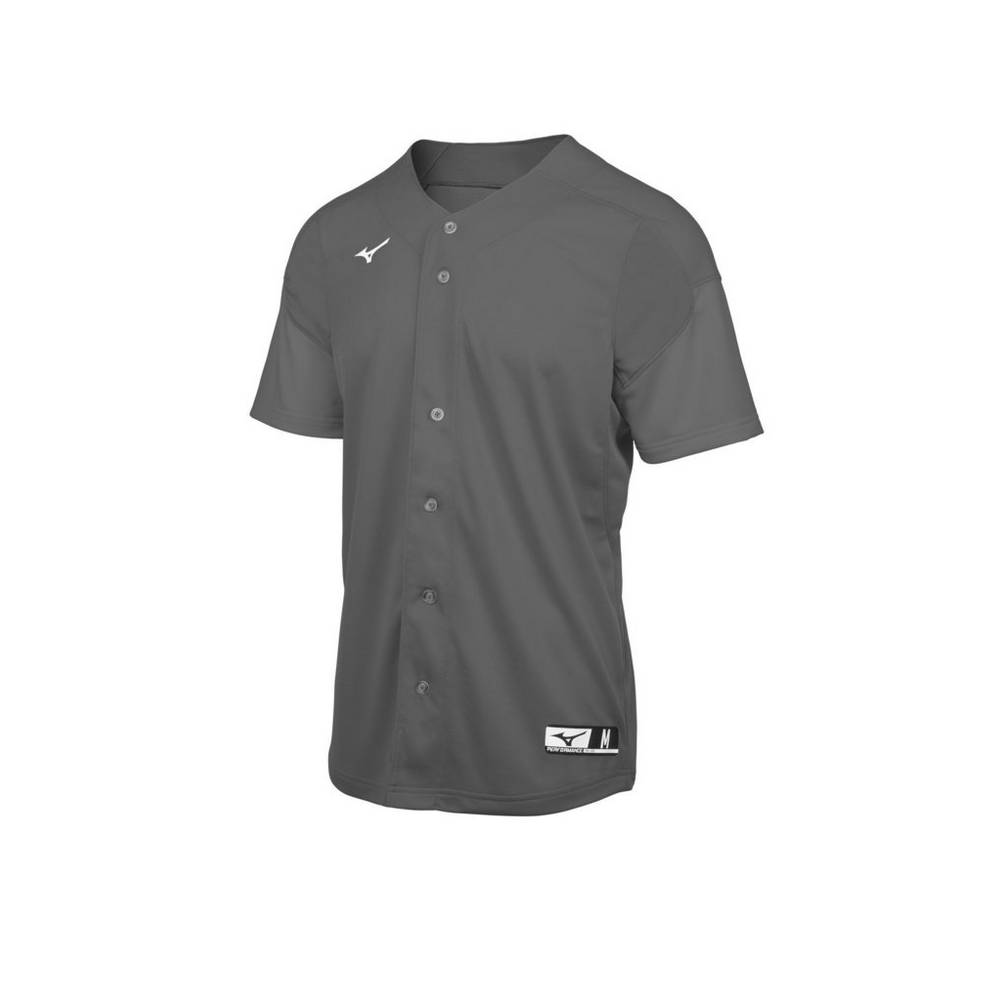 Mens Mizuno Aerolite Full Button Baseball Jersey Grey Philippines (TRLJGZ105)